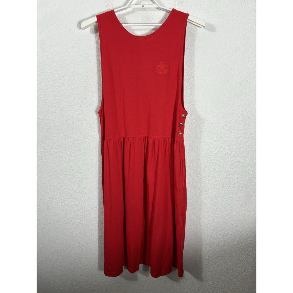 Vintage‎ 80s Jumper Dress Size L Red Polyester Blend Sleeveless Prestige Global